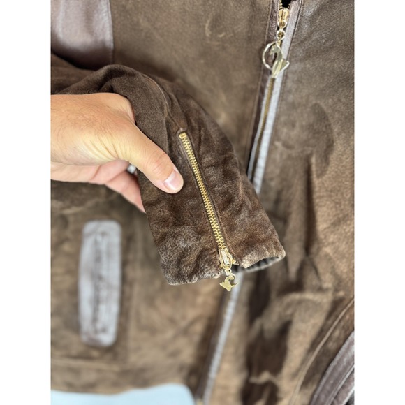 Baby Phat Jacket Womens 2XL Brown Suede Leather Faux Fur Lined Full Zip Coat - Picture 13 of 16